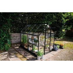 HALLS szklarnia ogrodowa ICON 6 (4,9 m2; 1,93 x 2,55 m) czarna, szkło hartowane + baza